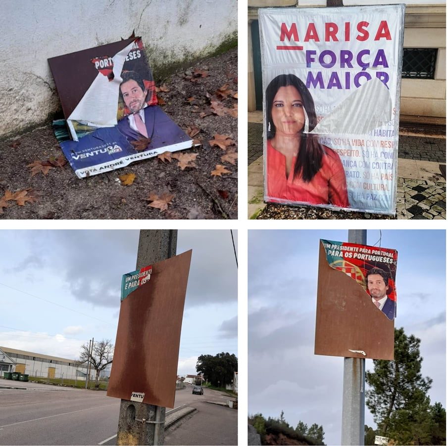 Cartazes das presidenciais vandalizados vandalismo eleic