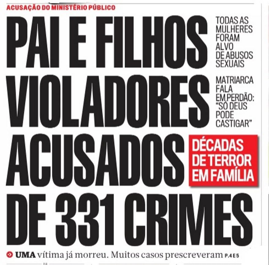 Pai e filhos violadores acusados de 331 crimes em Tomar pedofil casais cm