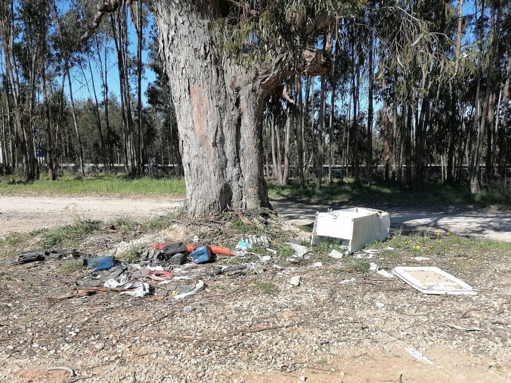 Lixo acumula-se junto à barragem do Carril lixo IMG 20210321 095008