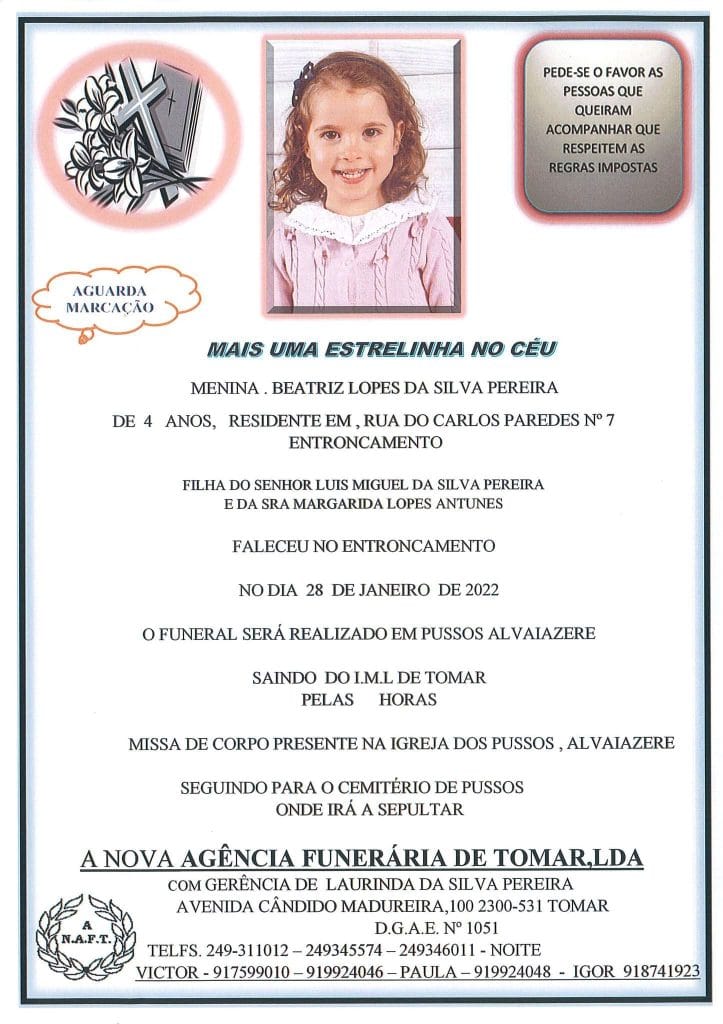 Autópsia da menina que morreu de acidente vai ser feita em Tomar beatriz 80 8557933479184108422 n