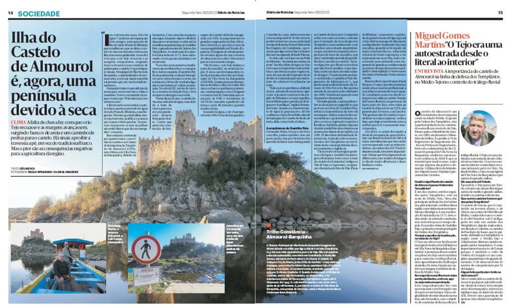 Falta de água transforma ilha do castelo de Almourol numa península dn almourol