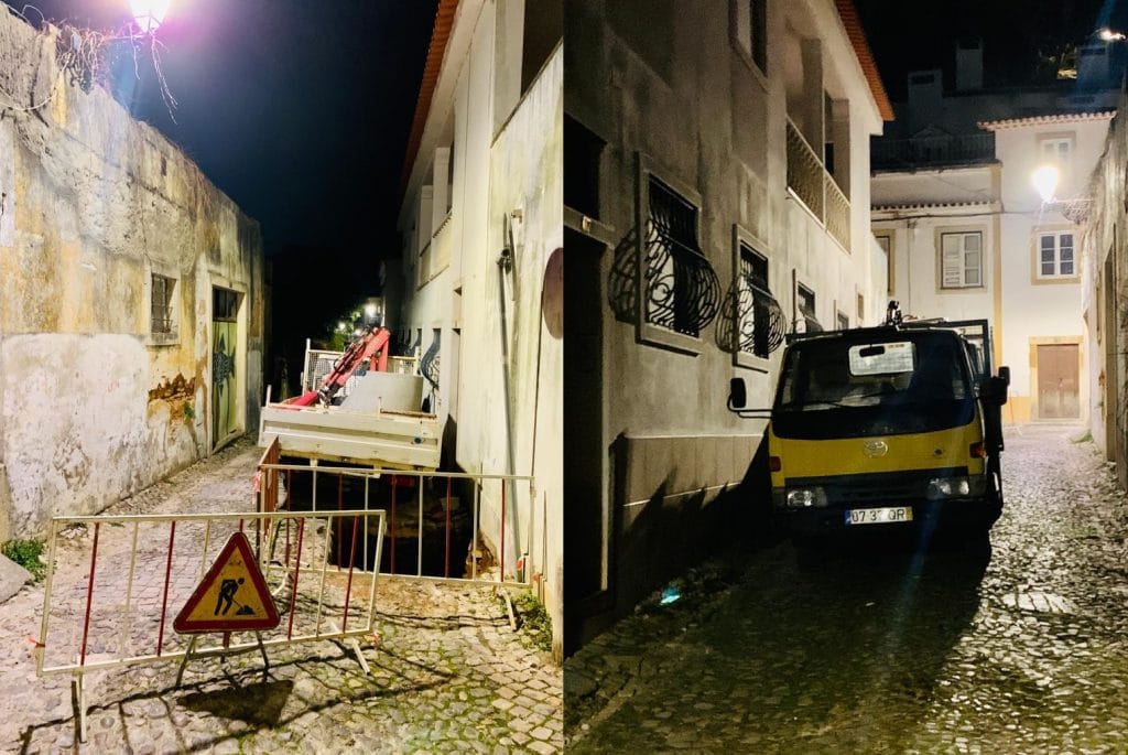 Carrinha bloqueia acesso a uma rua do centro histórico rua jj