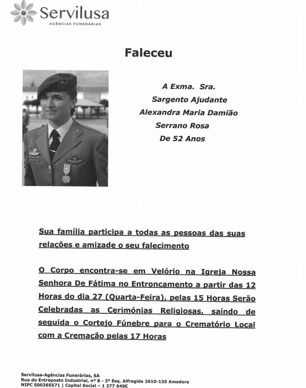 Último adeus à paraquedista Alexandra marcado para dia 27 278980097 10224658453483260 4946308897370239058 n