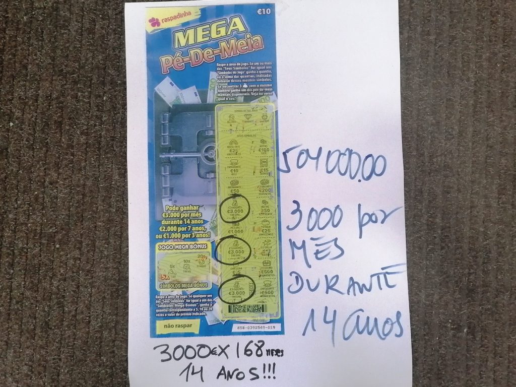 Raspadinha Mega Pé Meia dá mais de meio milhão em Tomar clip raspadinha IMG 20220516 184654