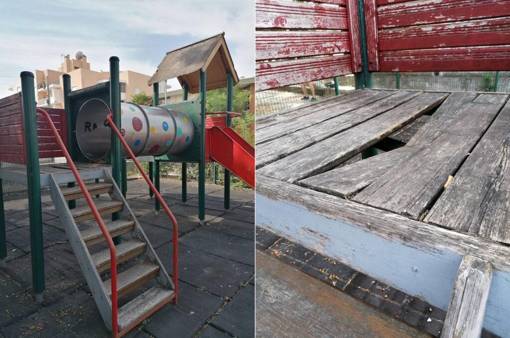 Um parque infantil que é um perigo para as crianças parque infantil nabancia 77669960490055 n