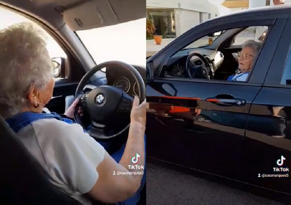 Aos 90 anos, D. Maria concretiza sonho de conduzir um carro (c/ vídeo) maria