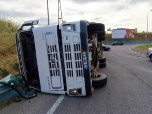 Camião carregado de porcos despista-se junto à zona industrial de Tomar acidente 570760680 8140021548112839011 n