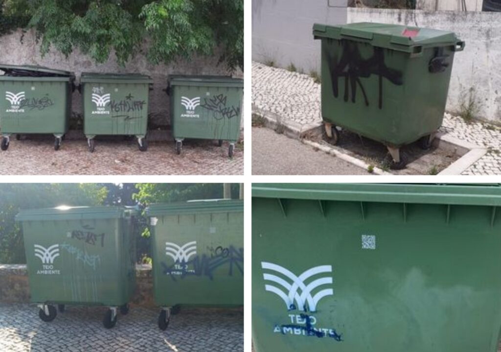 Contentores do lixo vandalizados lixo 765