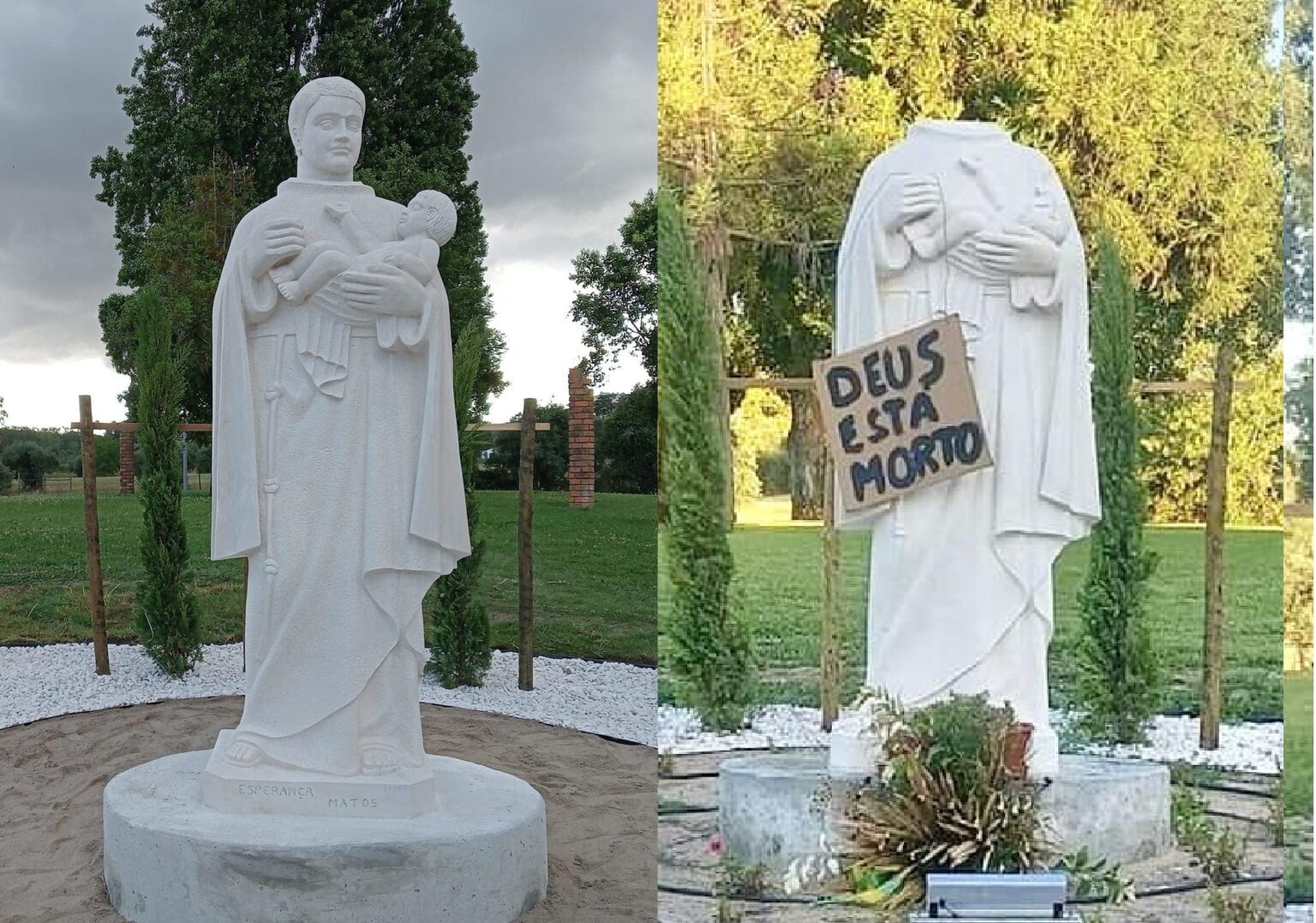 Torres Novas em choque: decapitaram imagem de Santo António estatua 60849878869 7688900379823816455 n