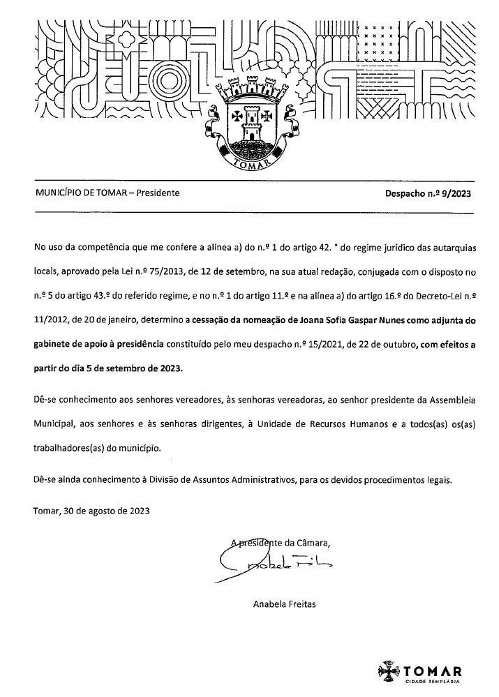 De adjunta na câmara para assistente operacional no “Liceu” cmt desp