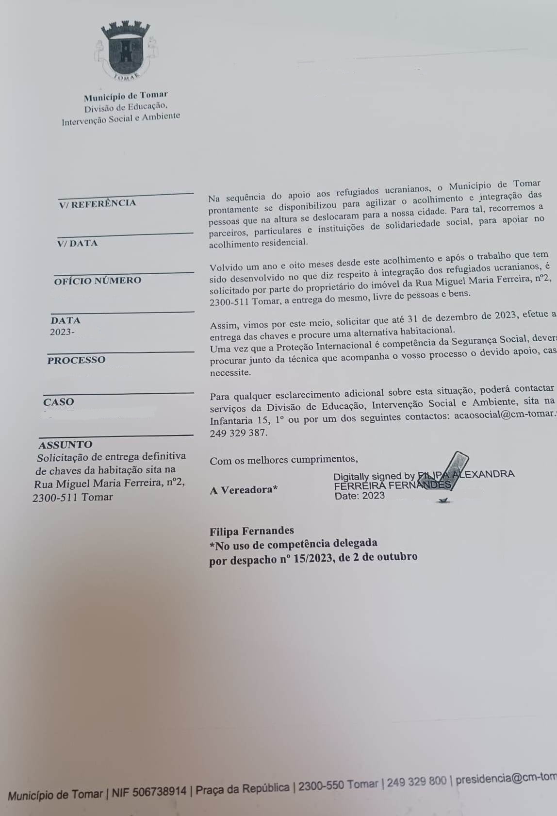 Publicamos a carta de despejo que a câmara enviou a uma família ucraniana refugiados ucranianos IMG 20231220 WA0000 Copia