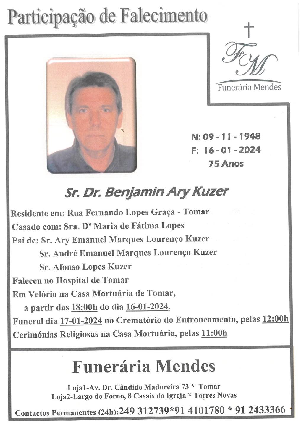 Morreu o médico ortopedista Benjamin Kuzer 419992120 864634605453883 9046496293942131963 n