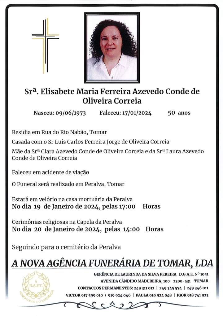 Já marcado o funeral da professora que morreu de acidente no IC3 FB IMG 1705673396258