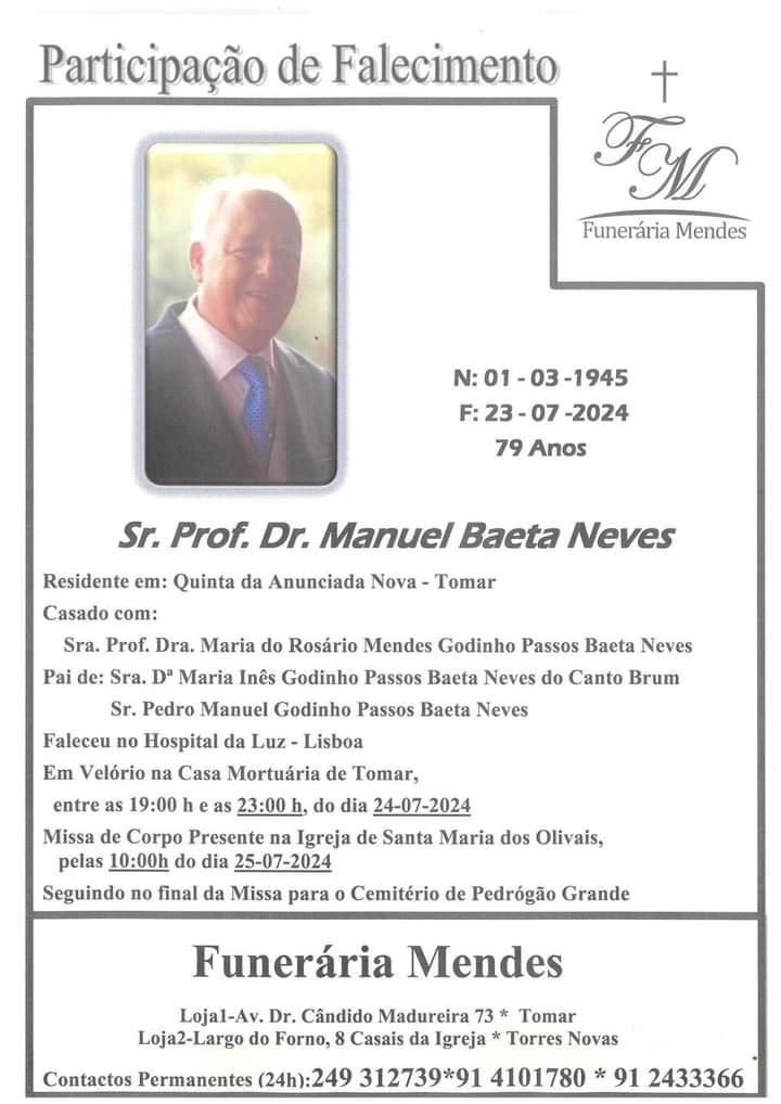 Morreu o antigo advogado e professor do Politécnico Baeta Neves FB IMG 1721826620226