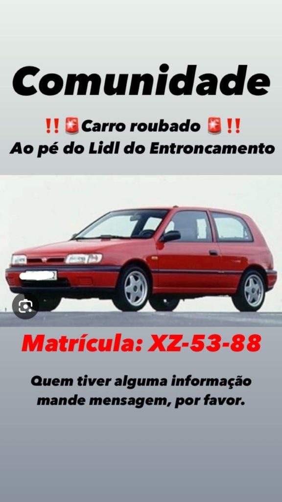 Carro roubado no Entroncamento encontrado em Torres Novas apelo 227359882928434 828650695835019743 n