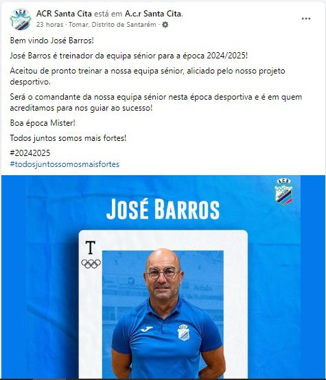 José Barros é o novo treinador da ACR de Santa Cita barros 6789