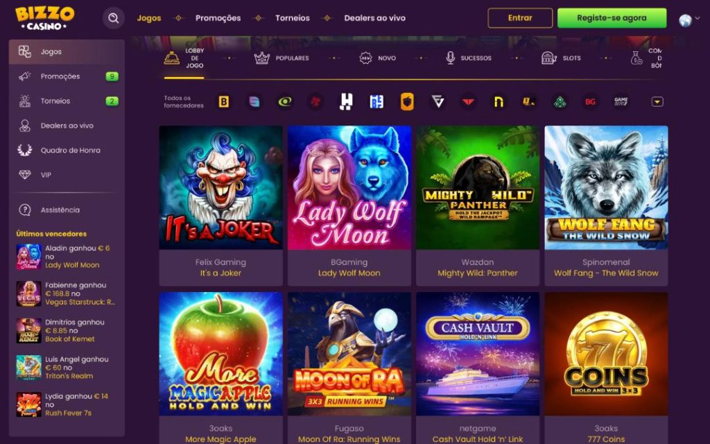 bizzo casino Lobby de Jogo