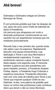 Chefe de Gabinete abandona câmara de Tomar IMG 20250110 WA0001