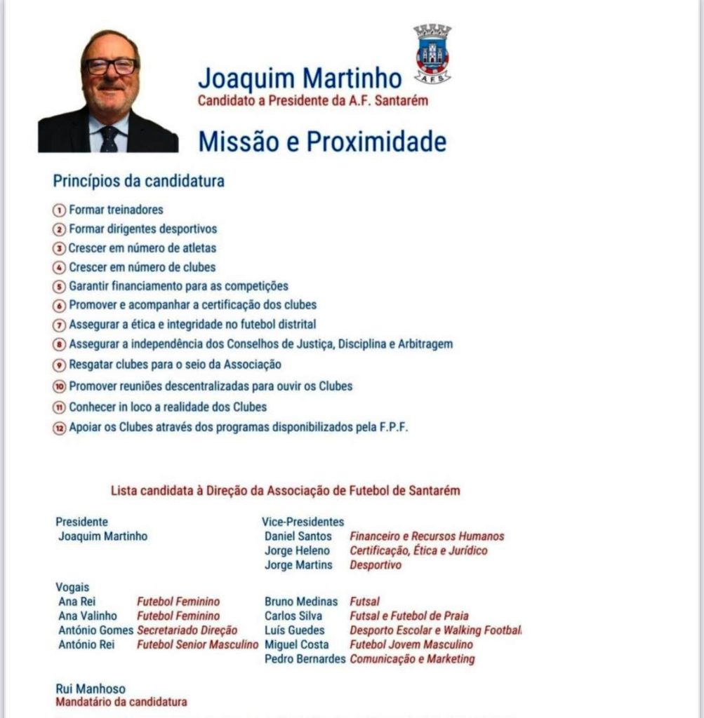 Uma lista única nas eleições para a Associação de Futebol de Santarém afs 11e e05b 48d3 99b6 34799c0667d2
