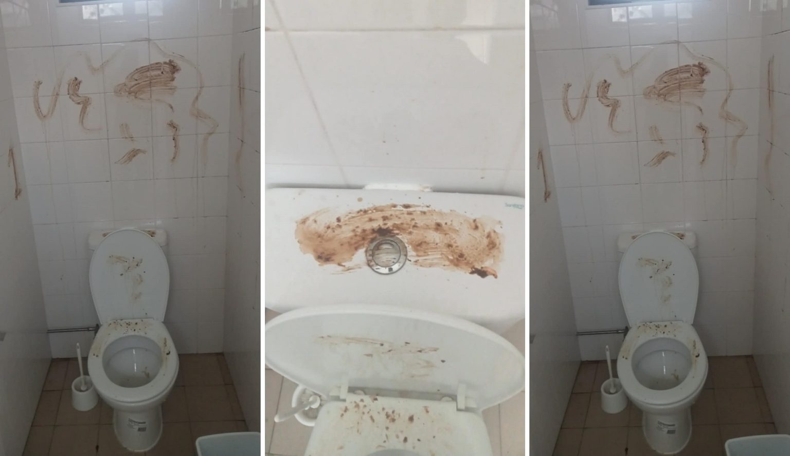 Espalharam fezes nos sanitários públicos junto ao estádio wc