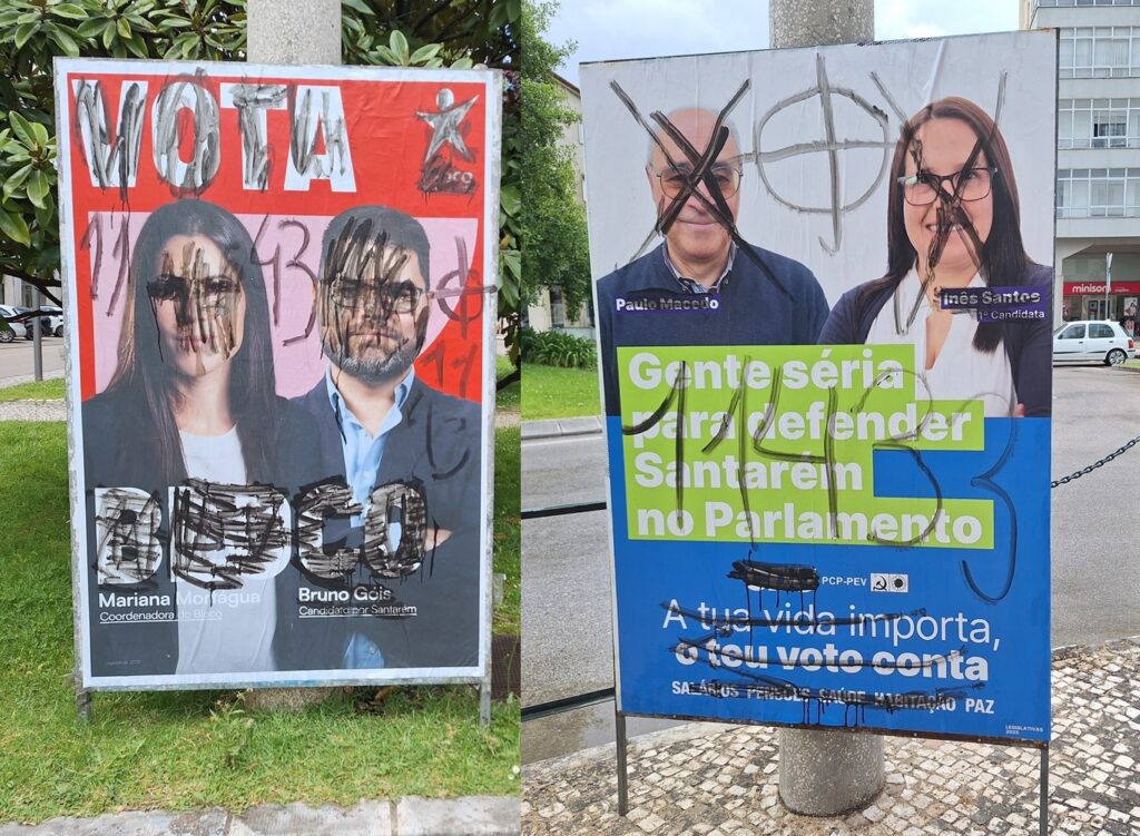 Cartazes de campanha vandalizados cartazes 6789