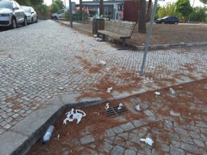 Mais um fim de semana com muito lixo nas ruas de Tomar (c/ fotos) lixo 20250816 182503