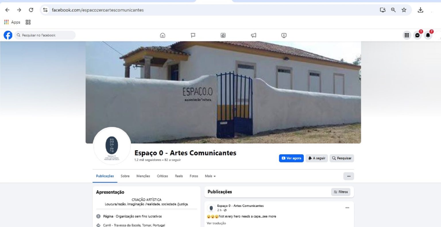 Primeira página da associação Espaço Zero no Facebook foi pirateada espaco 0