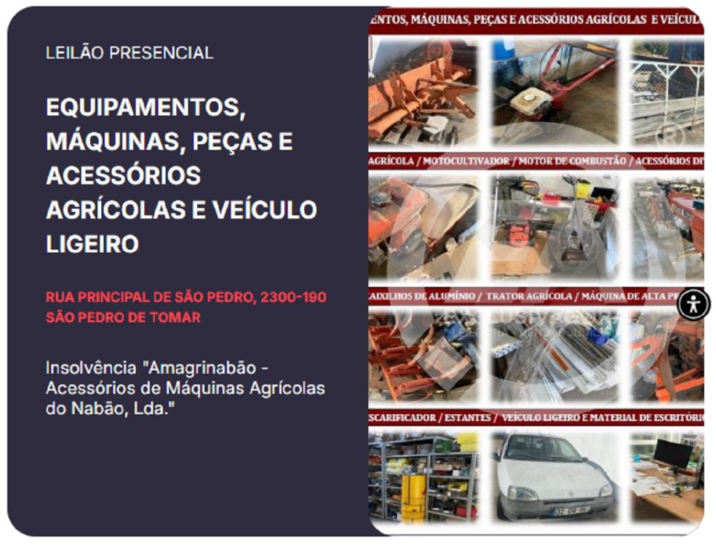 Máquinas e acessórios agrícolas da empresa Amagrinabão em leilão leilao 7890