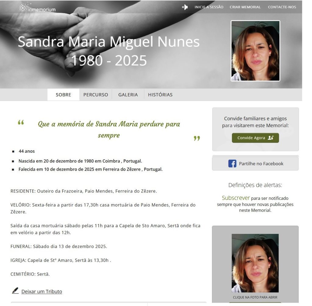 Último adeus a Sandra é no sábado sandra 6789450