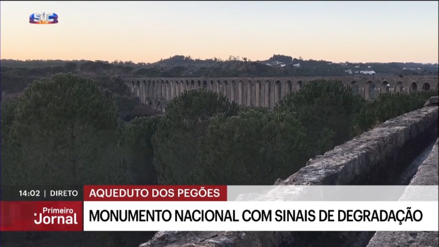 Estado de conservação do aqueduto dos Pegões tema de reportagem da SIC aqueduto sic