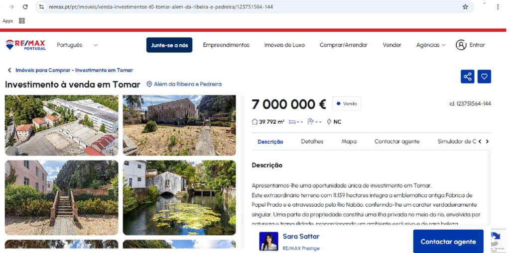 Antiga fábrica de papel do Prado à venda por 7 milhões de euros prado