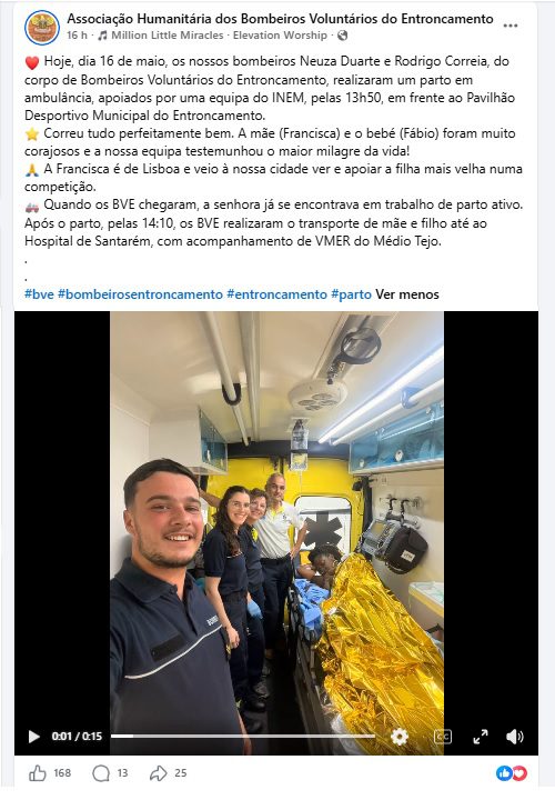 Bebé nasce na ambulância no Entroncamento bebe parto 3