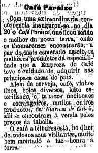 Café Paraíso inaugurado há 115 anos cafe paraiso jornal A Verdade 28 5 1911