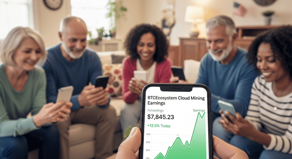 Idoso americano protagoniza recuperação financeira na reforma: ganhar 10.000 dólares por dia com a mineração em nuvem da BTCEcosystem min
