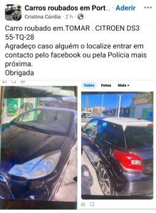 Apelo: automóvel roubado em Tomar (atualização)* Screenshot 20260725 172059 Facebook