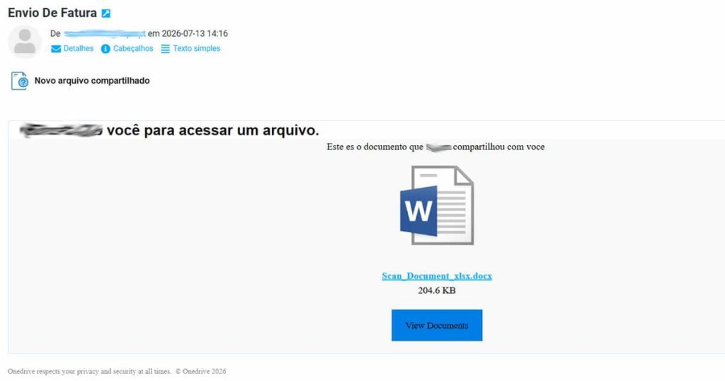 Envio de fatura falsa por email está a atingir empresas da região e pode dar acesso remoto ao computador