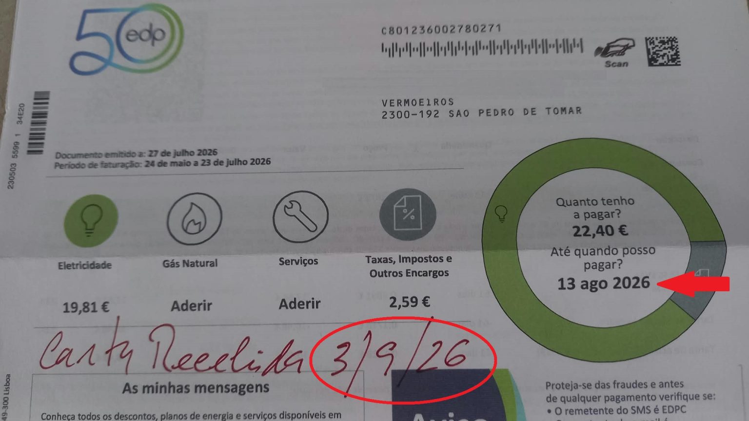 Atrasos nos correios. Um exemplo IMG 20260904 WA0005