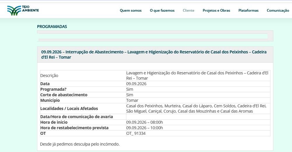 Falta de água obriga a encerrar Convento de Cristo falta agua TA